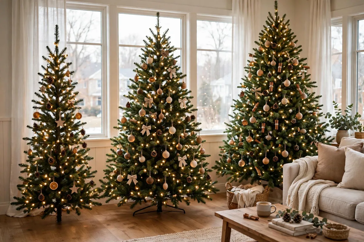 Slim, standard and full Christmas trees compared